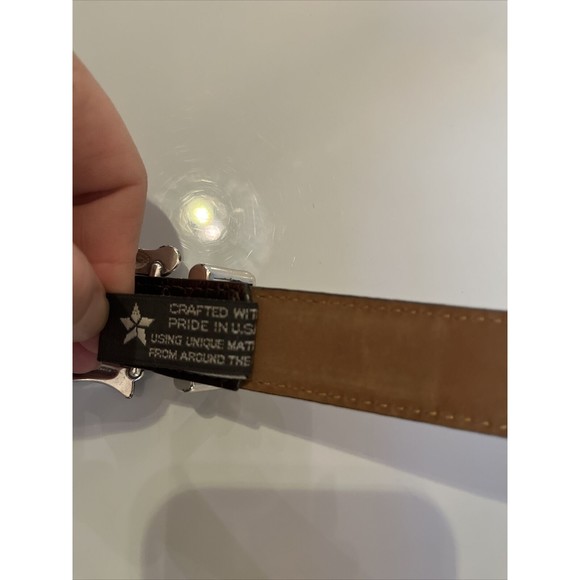 Brighton Ladies L 24507 Croc Alligator Stamp Sz LG  Brown & Silver Leather Belt - Picture 7 of 10